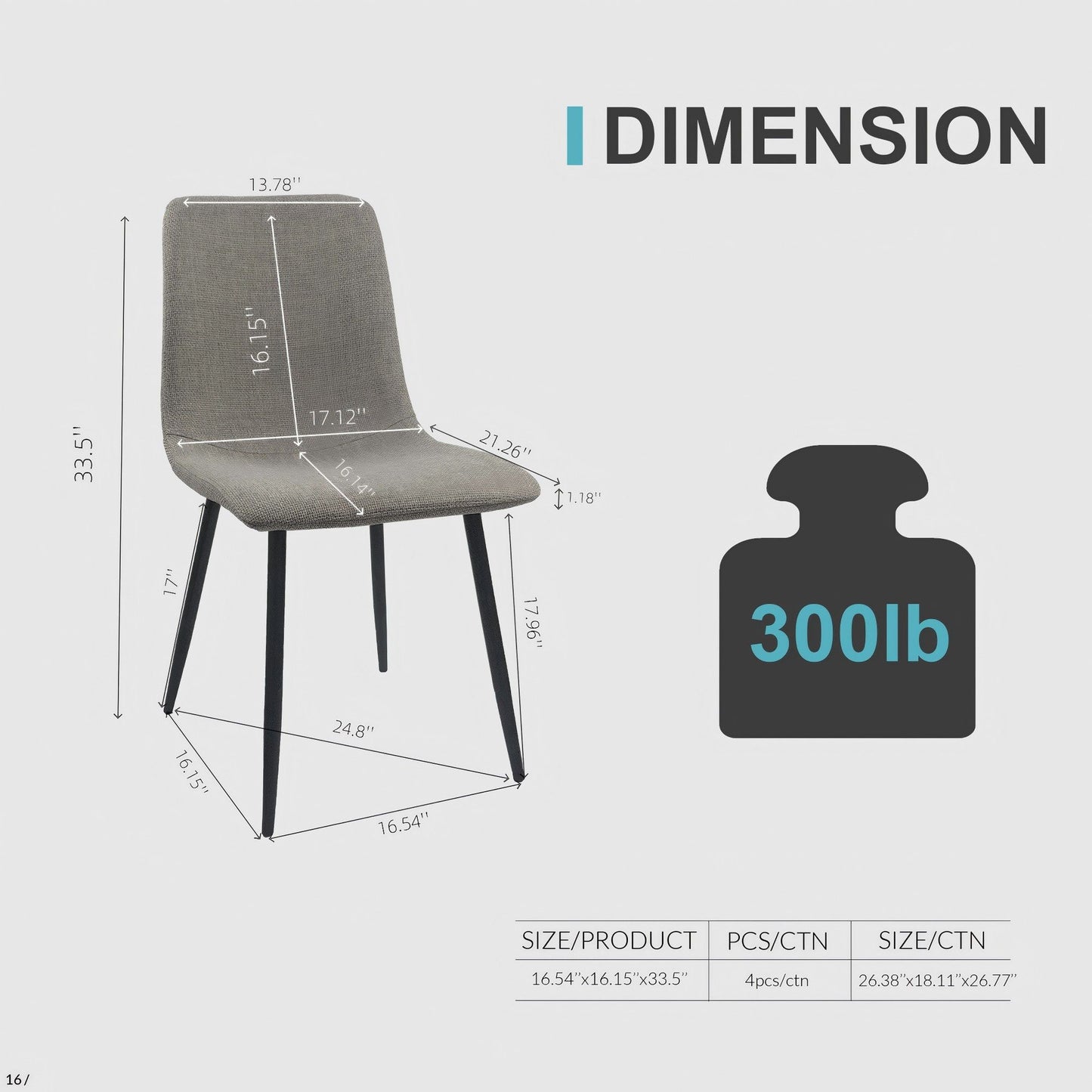 Modern Upholstered Dining Chairs With Cushion Seat And Sturdy Legs (Set of 4)