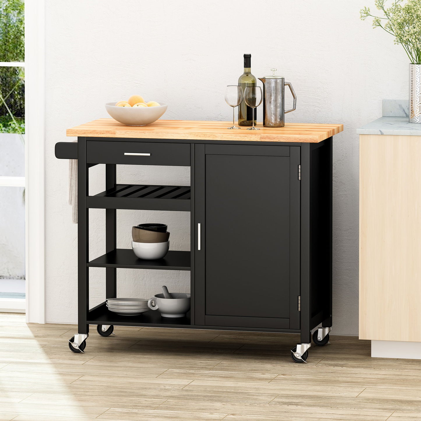 Contemporary Design Kitchen Cart With Wheels