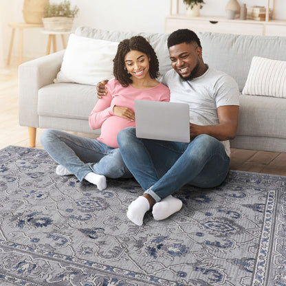 Marfi - 6' X 9' Oriental Area Rug - Gray / Blue