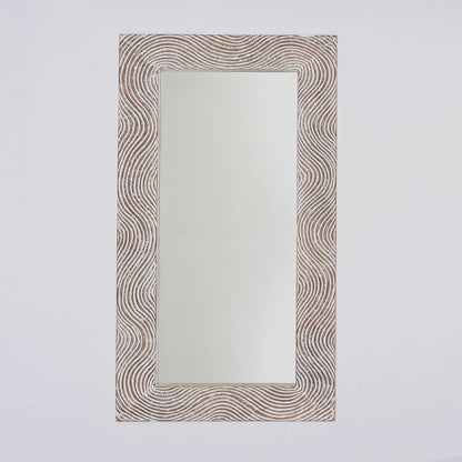 Handcarved Rectangle Mirror Accent With 3mm Glass - Antique White