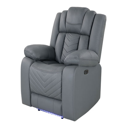 Raize - Power Recliner With LED Functionality - Gray