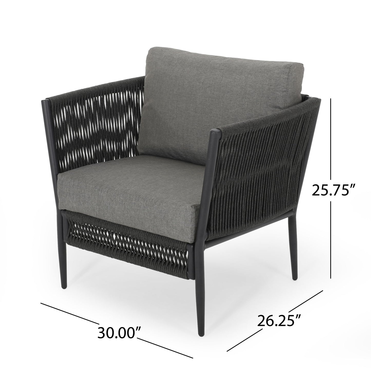 Hanford - Modern Club Chair With Woven Rope Design - Gray