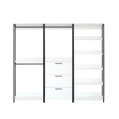 Fiona - Freestanding 3 Tower Wood Closet System With Metal Frame 7 Shelf Walk - White