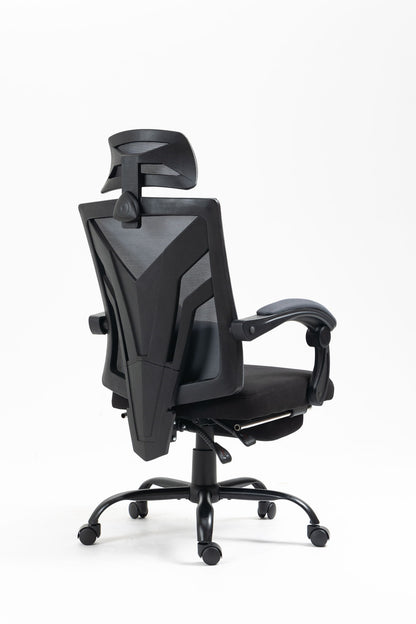 Ergonomic Office Chair, Desk Chair With Adjustable Lumbar Support, High Back Mesh Chair With Wheels, Executive Chair For Home Office - Black
