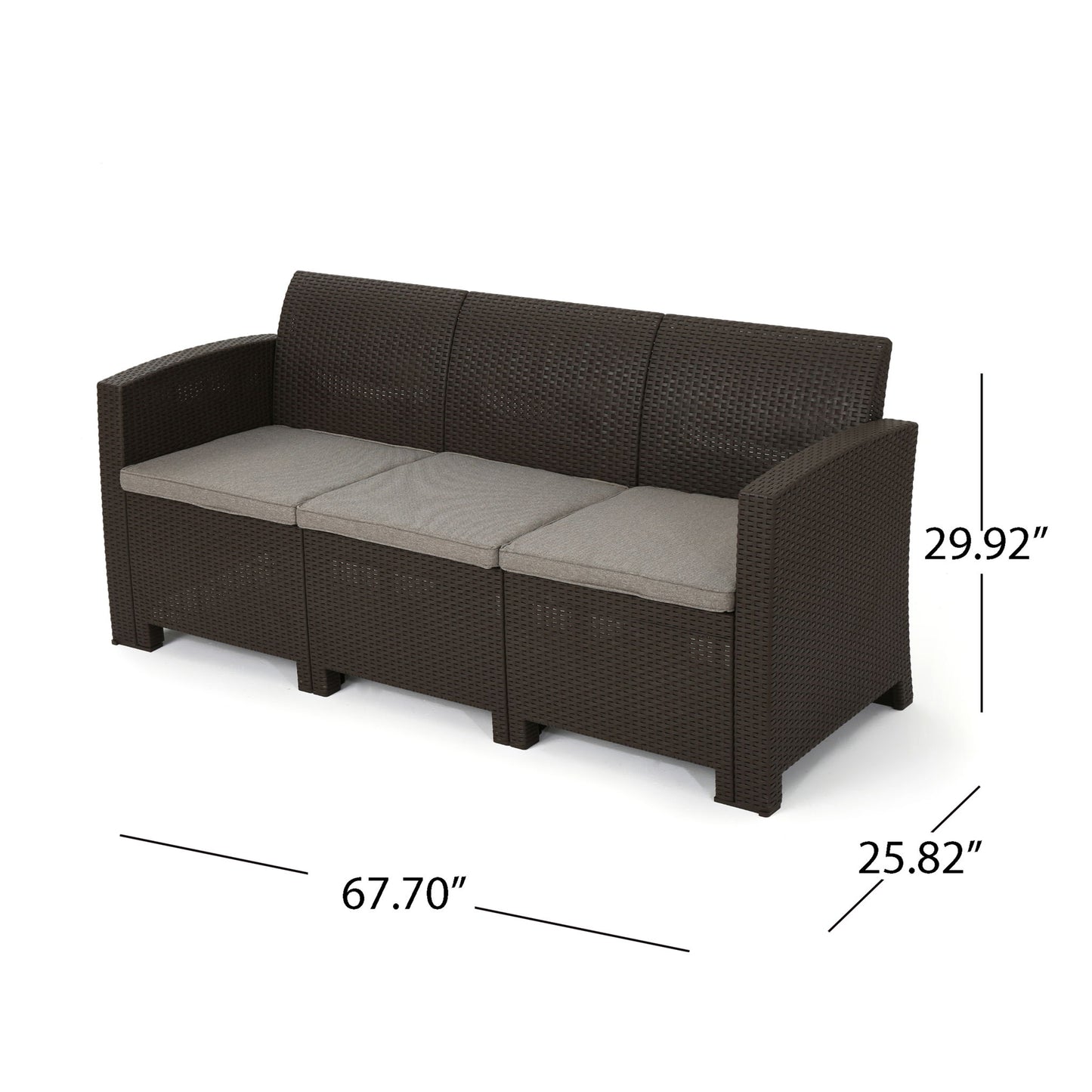 Outdoor 3 Seater Rattan Sofa With Water Resistant Cushions