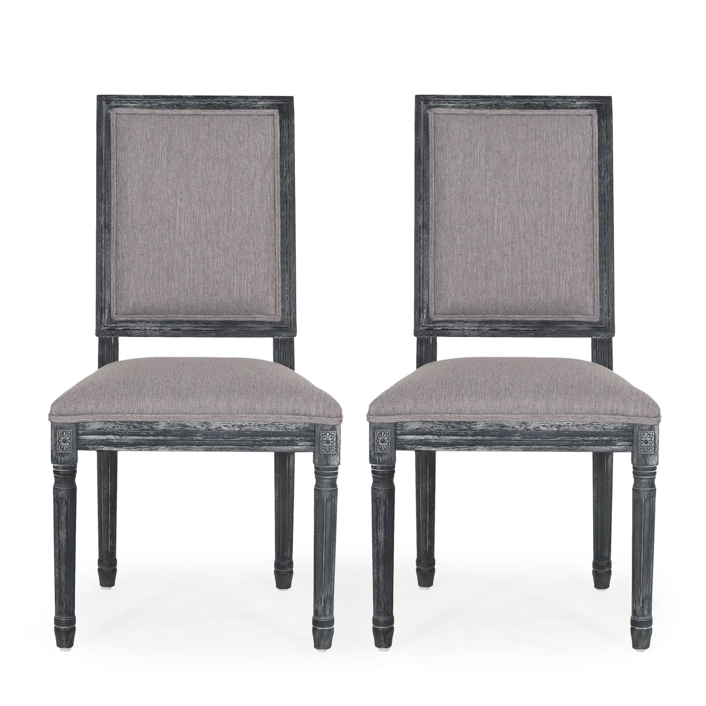 French Country Style Dining Chair With Upholstered Seating And Fluted Legs