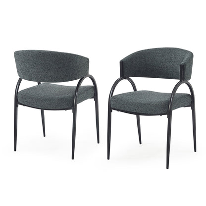 Contemporary Upholstered Dining Chairs With Metal Legs (Set of 2)