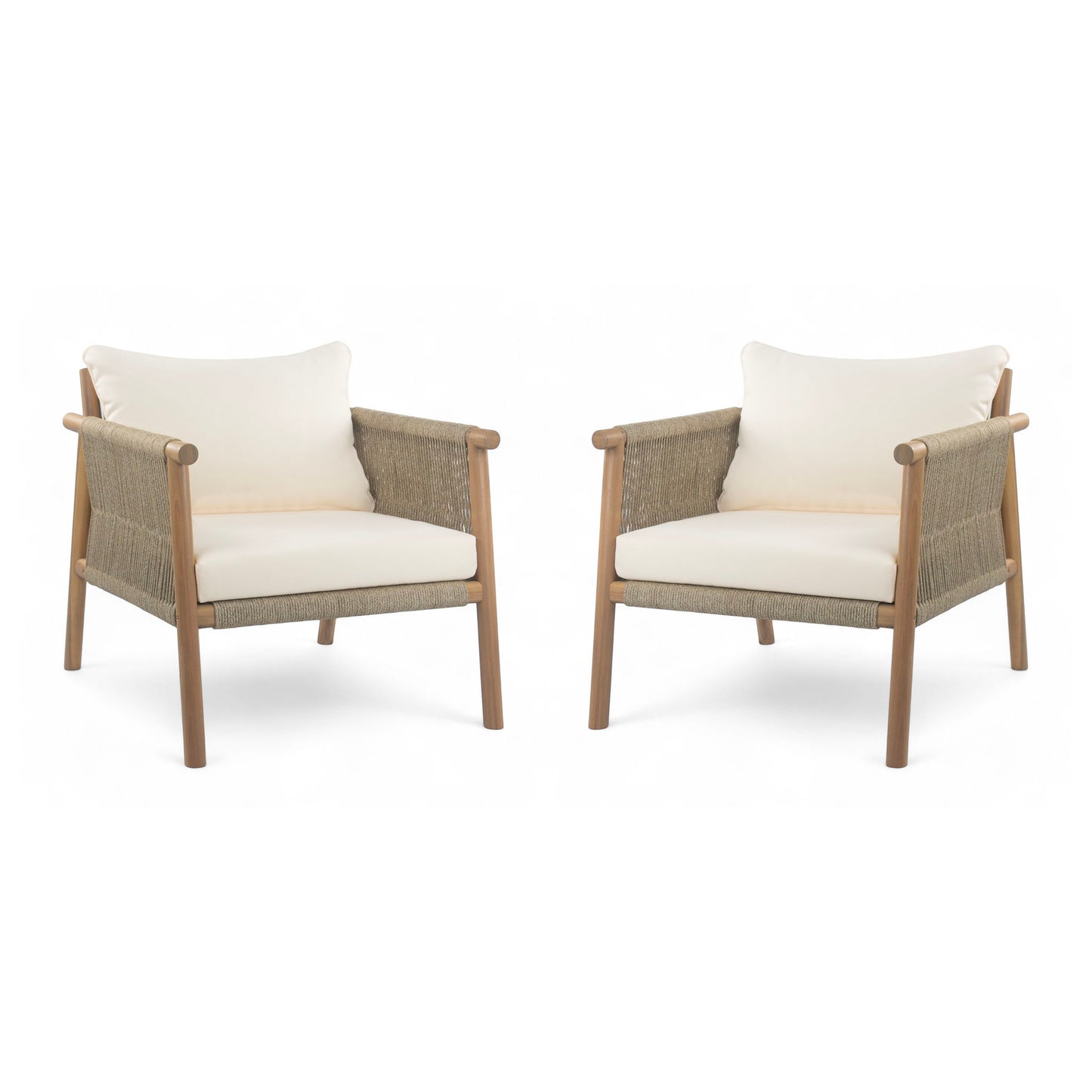 Modern Outdoor Woven Lounge Chair With Solid Frame And Cushions