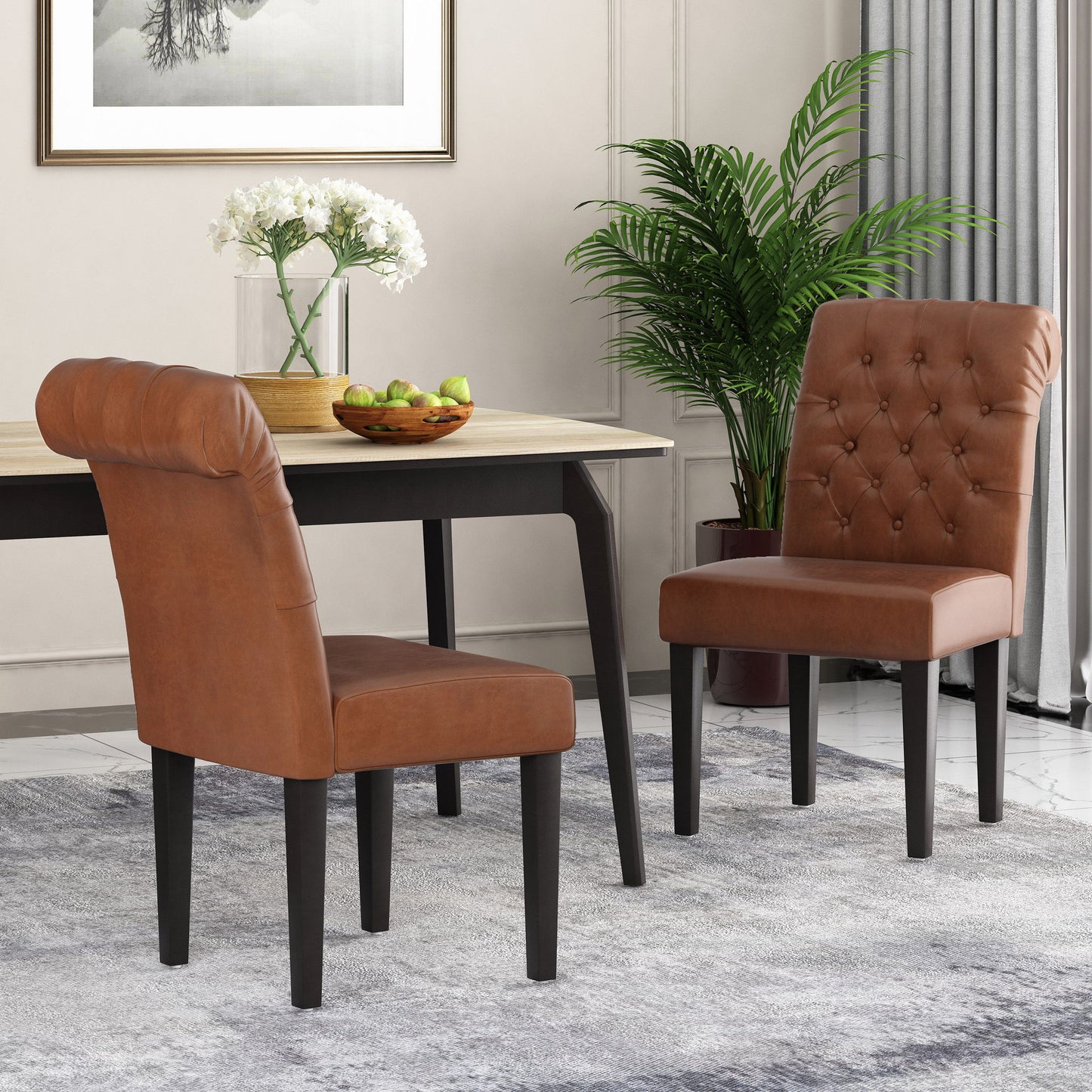 Broxton - Tuft Dining Rolltop Chairs With Button Tufted Backrest (Set of 2)