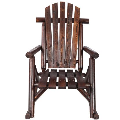 Durable Wooden Porch Rocker, Fir Log Rocking Chair