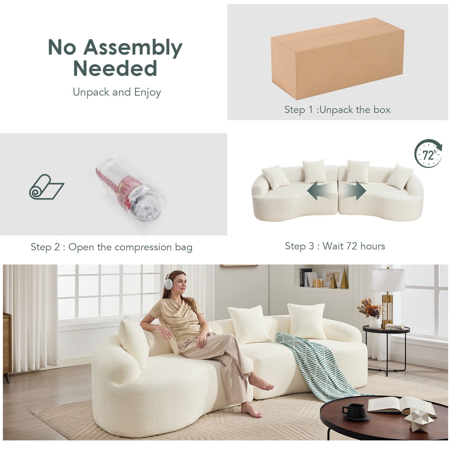 4 Seater Sofa With Chenille Fabric, 30D, 60 Hardness Full Sponge, 4 Pillow For Living Room, Home Furniture Sleeper Sectional Sofa For Apartment