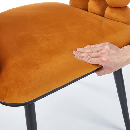 Modern Chair With Golden Color Iron Tube Legs, Soft Cushions And Comfortable Backrest, Suitable For Dining Room, Living Room, Cafe, Hairball Back