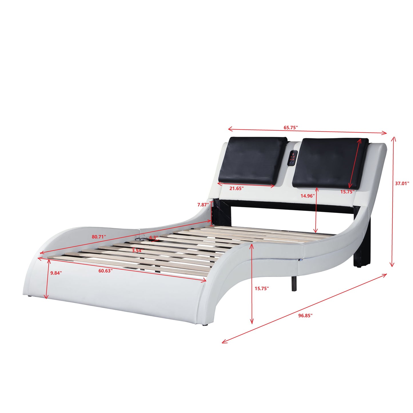 Platform Bed Frame With LED Lighting, Bluetooth Music, Vibration Massage