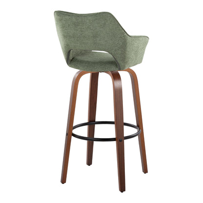 Mustang - Contemporary Fixed Height Barstool With Swivel & Round Footrest (Set of 2)