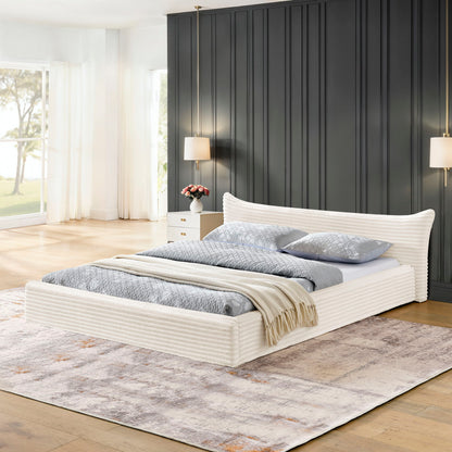 Modern Upholstered Bed Frame With Curved Headboard