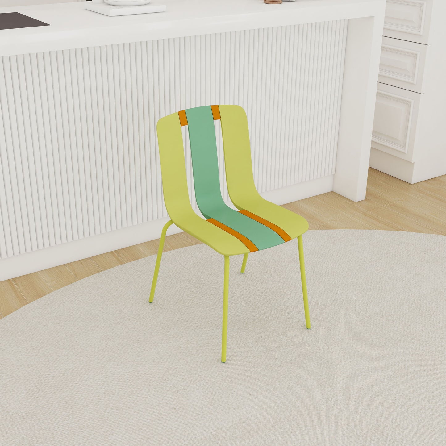 Modern Striped Blocking Single Chairs, Waterproof And Fade Resistant (Set of 4)