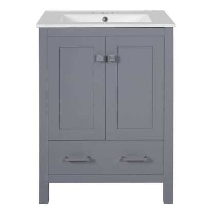 Bathroom Vanity With Integrated Undermount Ceramic Sink, 2 Doors And 1 Drawer, Soft Close Hinges