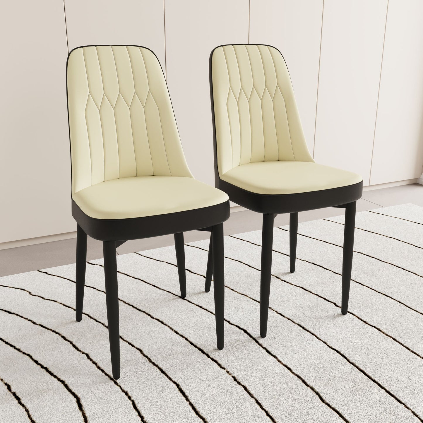 Modern Dining Chair With Cushions And Metal Legs