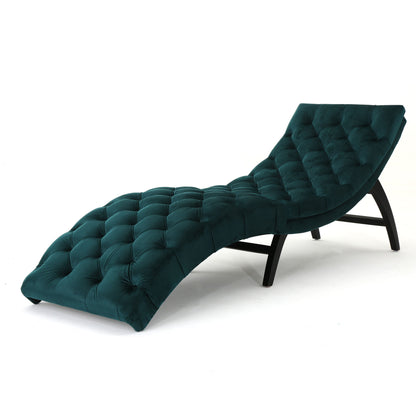 Elegant Tufted Chaise Lounge With Curved Design