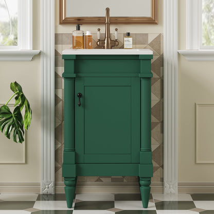 Bathroom Vanity With Sink, Storage Cabinet With Door, Drop In Sink, Compact Freestanding Design