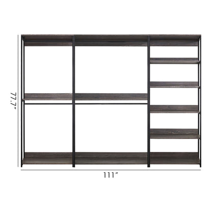 Monica - Wood Walk In Closet System With Spacious Drawer In Wood And Metal Frame - Gray