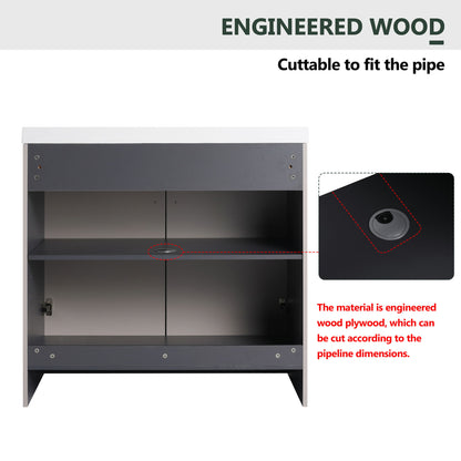 Contemporary Freestanding Bathroom Vanity With Resin Sink & Soft-Close Cabinet Doors