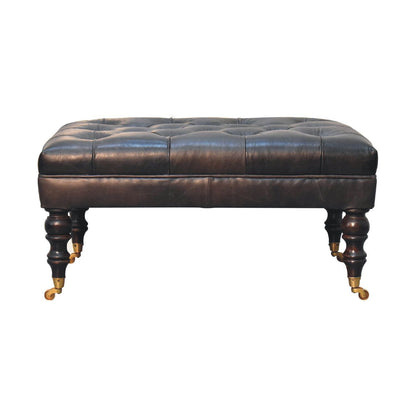 Buffalo - Leather Ottoman With Castor Legs
