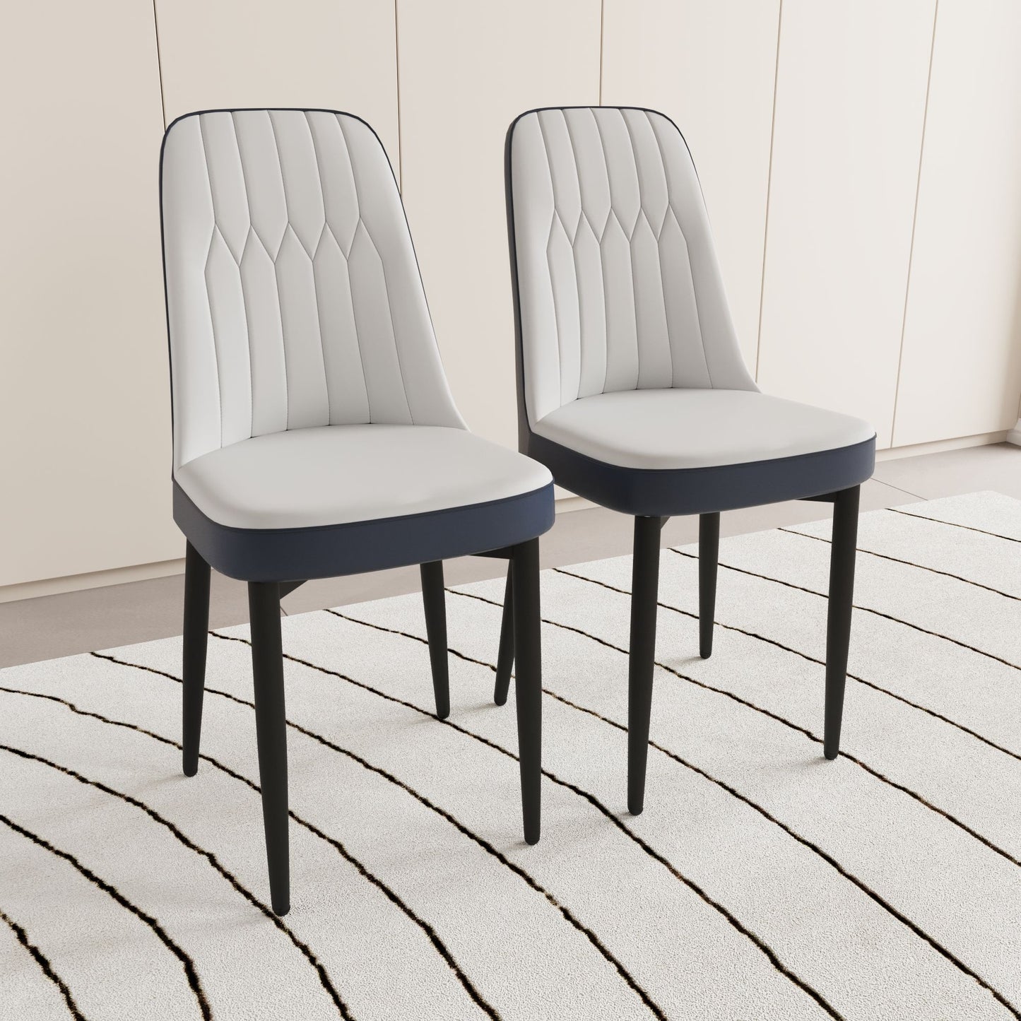 Modern Dining Chair With Cushions And Metal Legs