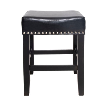Soltique - Backless Dining Counter Stool With Nailhead Trim (Set of 2)