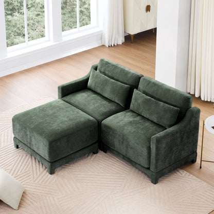 Stylish Sofa With Ottoman And Lumbar Pillows, Ergonomic Design