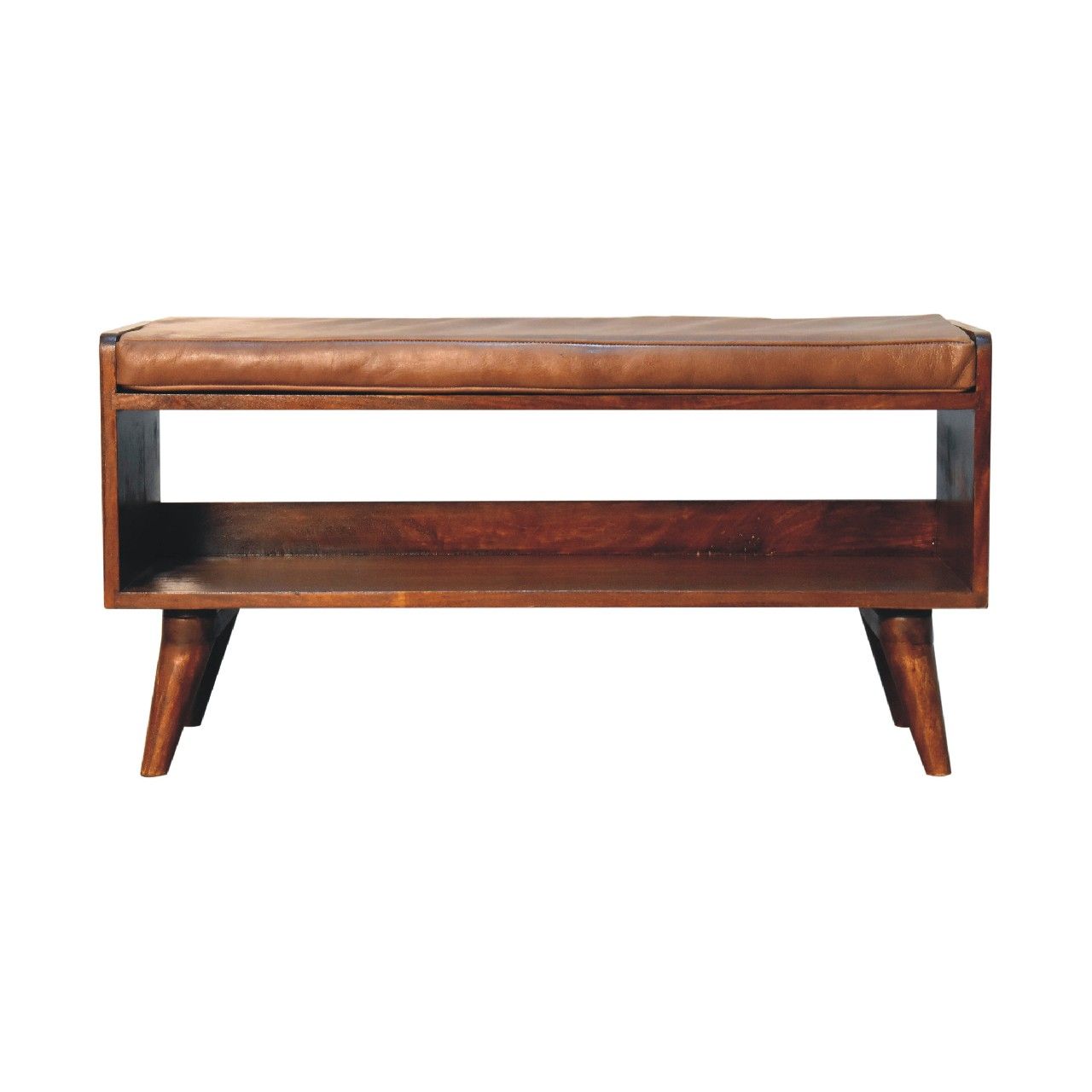 Solid Wood Bench With Upholstered Sea