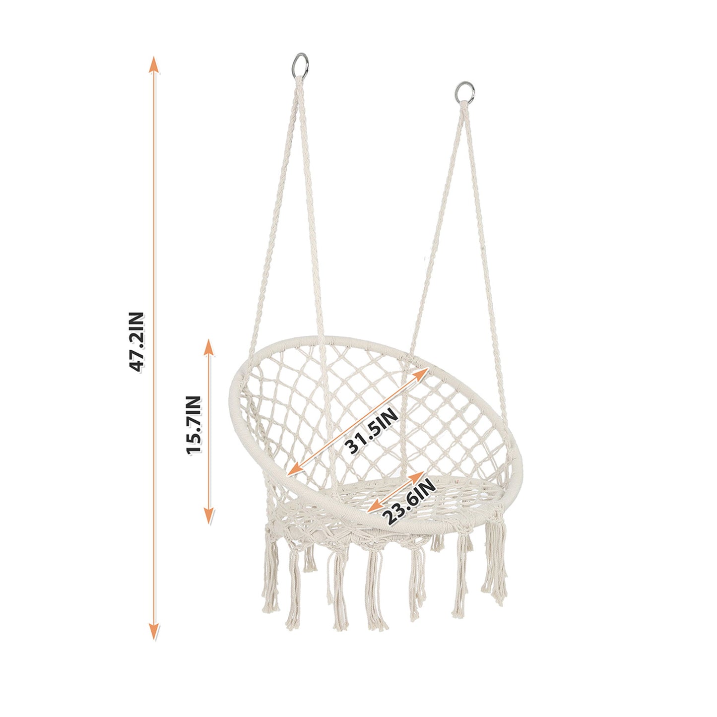 Macrame Hanging Hammock Chair, Cotton Rope Swing For Indoor And Outdoor Use