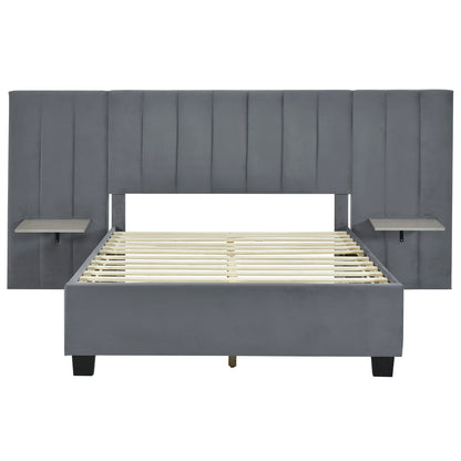 Upholstered Platform Bed With Big Headboard