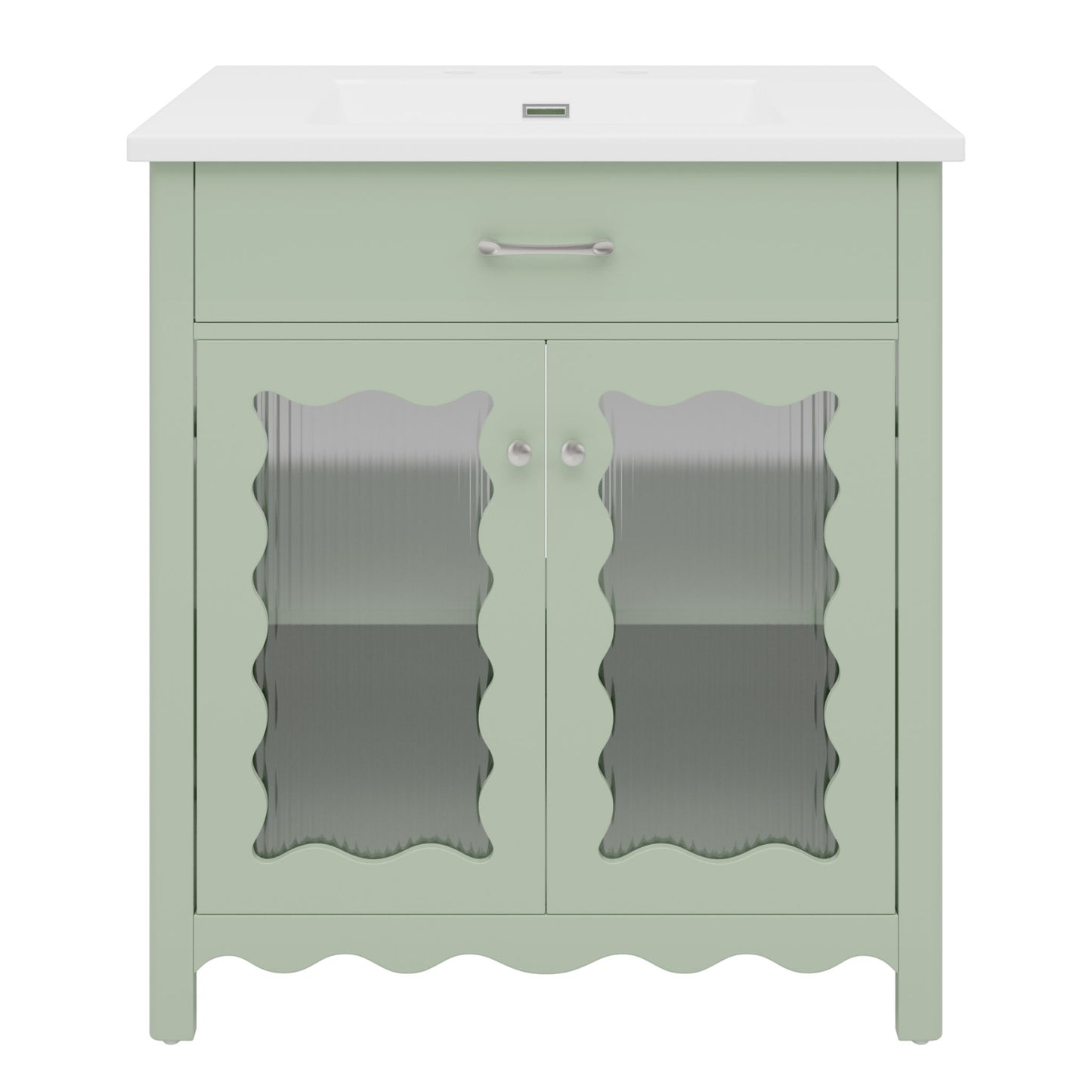 Modern Bathroom Vanity With Tempered Glass Doors