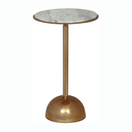 Modern Glam Aluminum Accent Table With Marble Table Top - Antique Brass / White