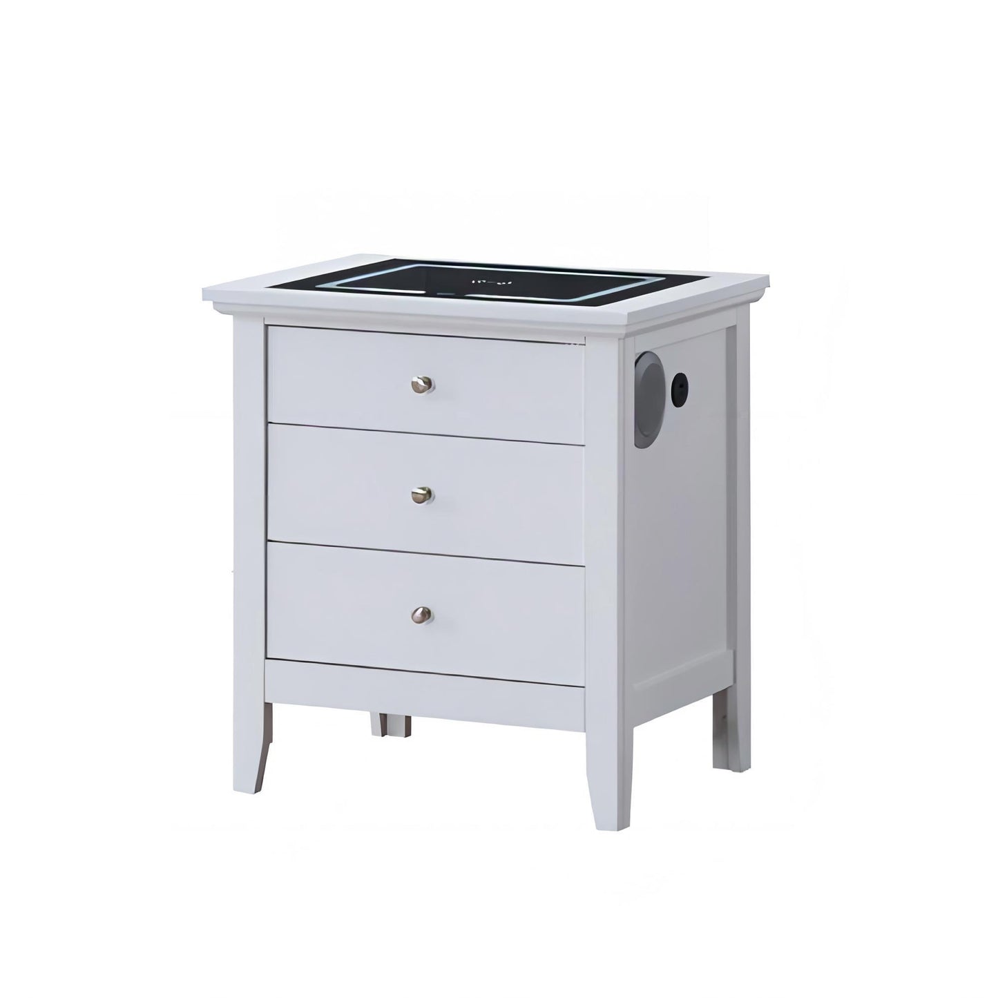 Hammond - Smart 3 Drawer Nightstand With USB Charging And Integrated Speakers - White