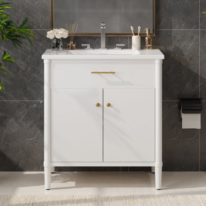 Bathroom Vanity With Sink, Soft Close Doors And Adjustable Shelf