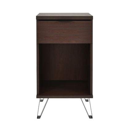 Modern Industrial Tall End Table With Drawer And Shelf - Walnut