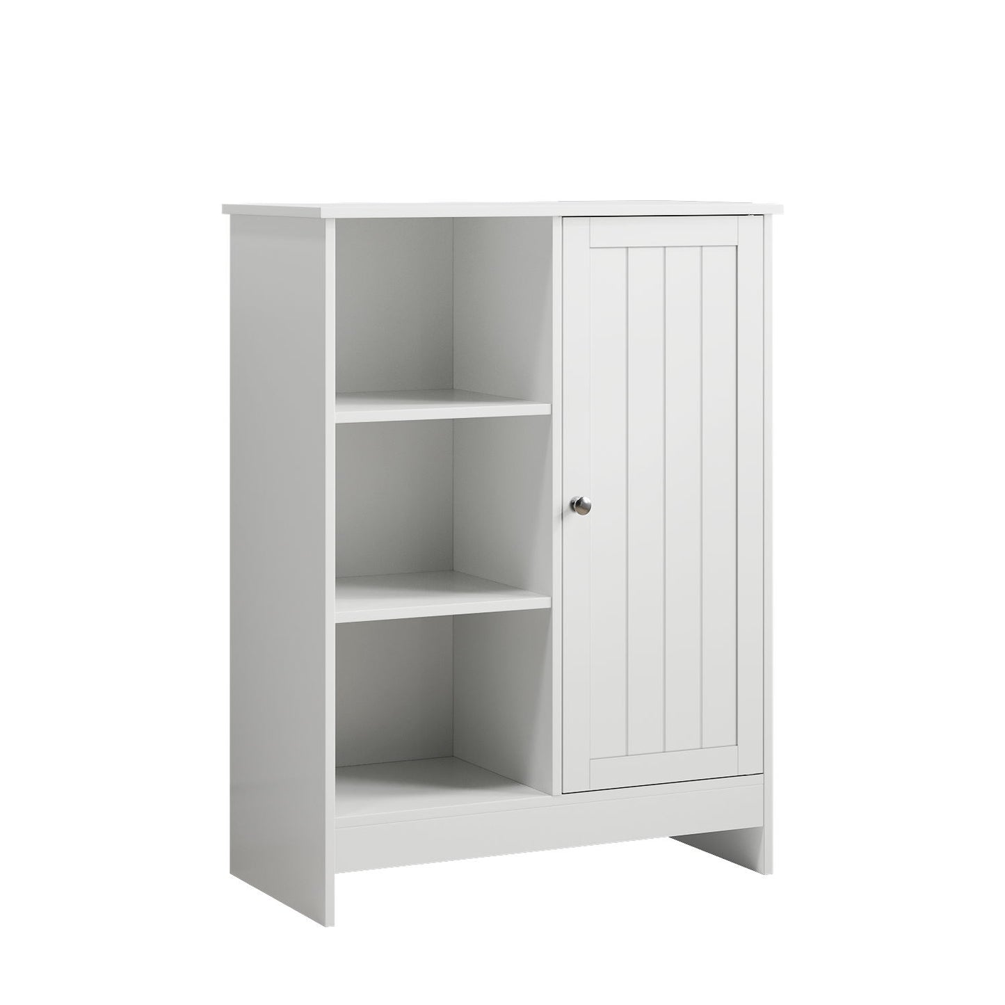 Classic Freestanding Bathroom And Kitchen Storage Cabinet With Adjustable Shelves - White