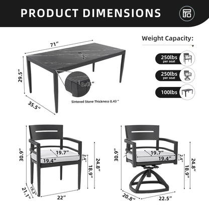 Modern Outdoor Patio Dining Set With Table And Chairs With Sunbrella Cushions