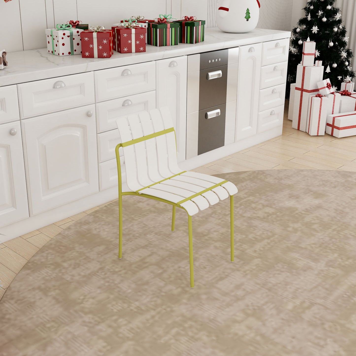 4 Piece Set Of Modern Color Block Designed Single Chairs