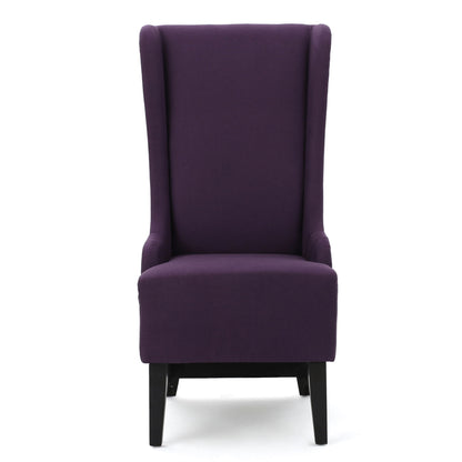 Fabric Dining Chair With High Back And Birch Wood Legs - Plum