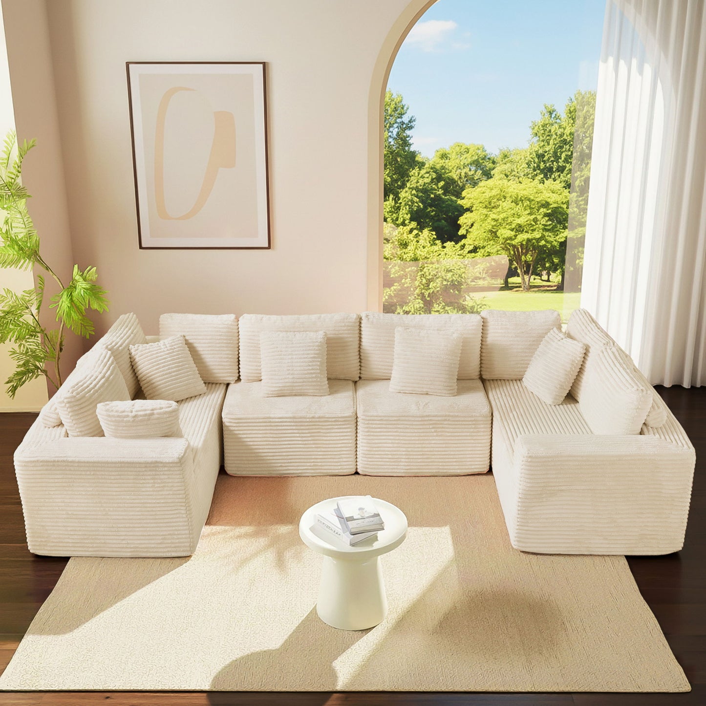 Modular U Shaped Sectional Sofa With Reversible Design