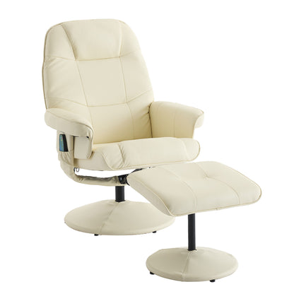 360° Swivel Reclining Chair With Wrapped Base, 5 Point Vibration Massage