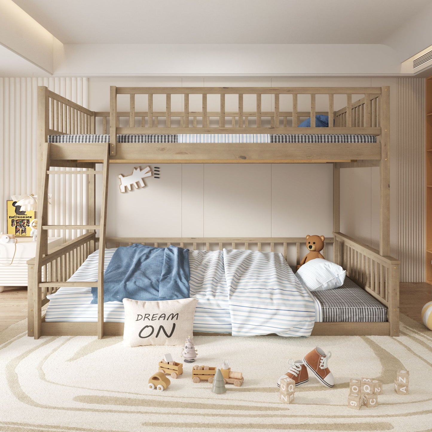 Bunk Bed With Ladder And Guardrails