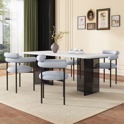 Contemporary Upholstered Armchair Dining Chairs With Metal Legs (Set of 2)