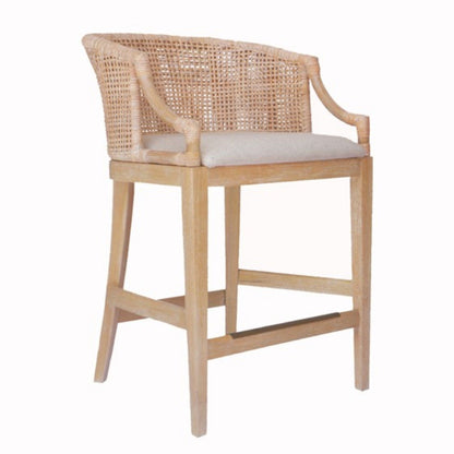 Casual Handcrafted Rattan Counter Stool