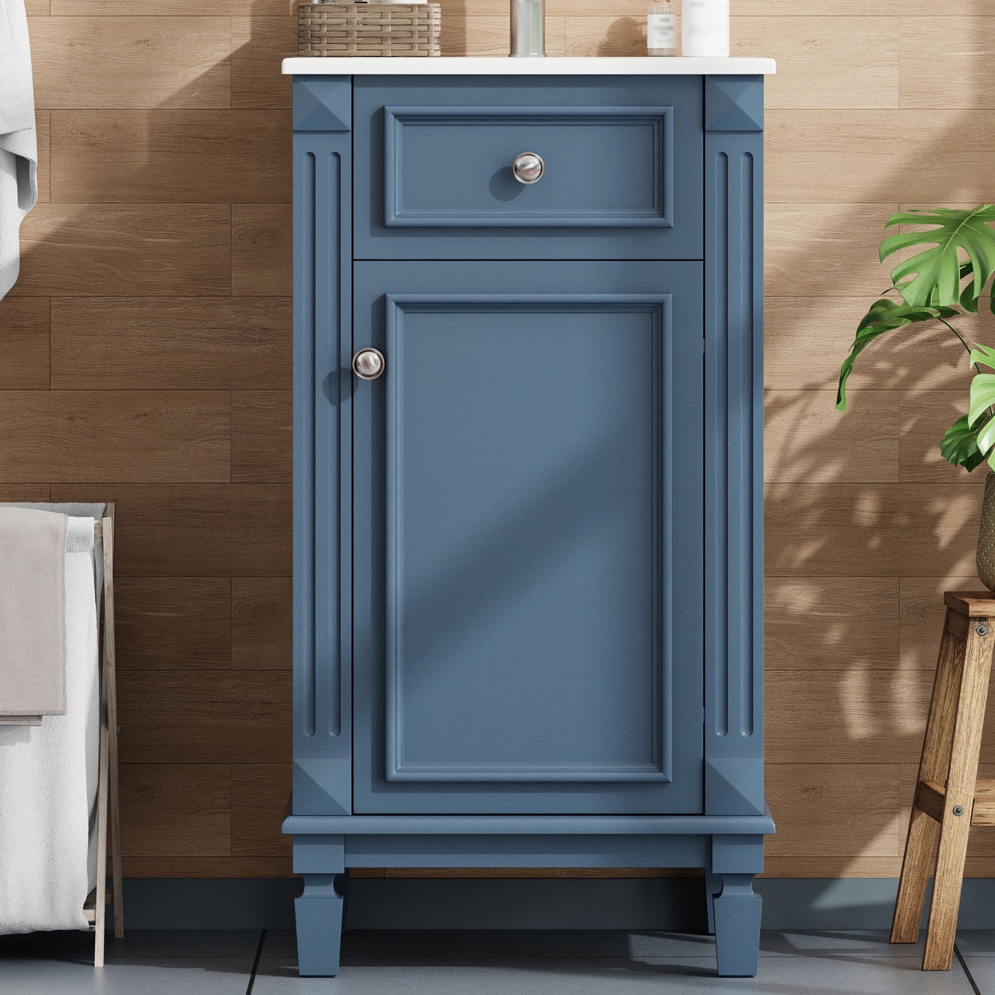 Bathroom Vanity With Sink, Soft-Closing Door, Adjustable Shelf