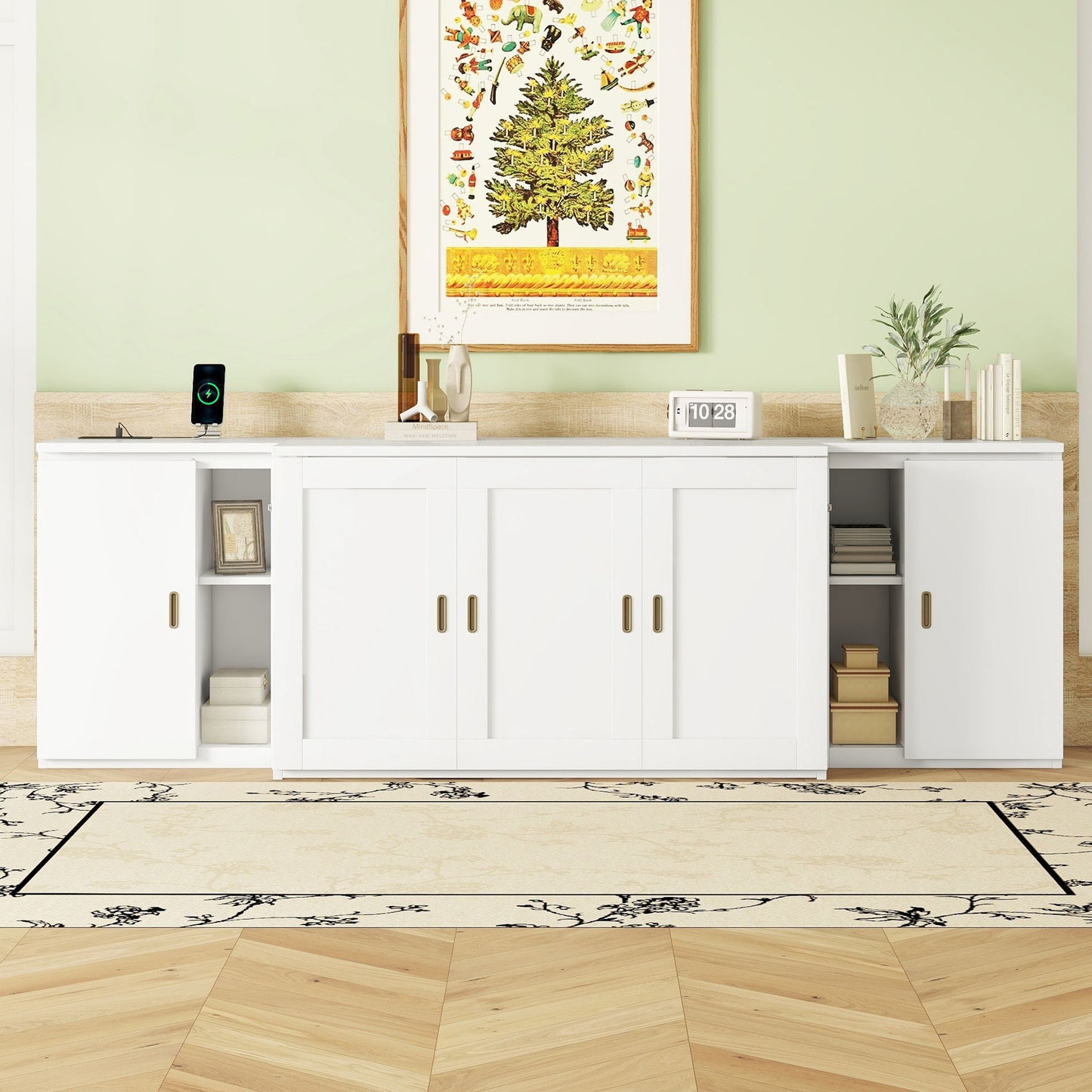 Murphy Bed With Shelves, Cabinets And USB Ports