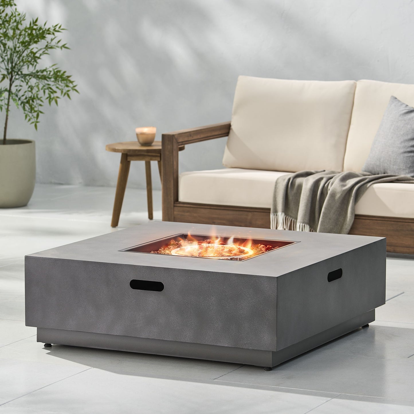 Modern Square Fire Pit With 50,000 Btu